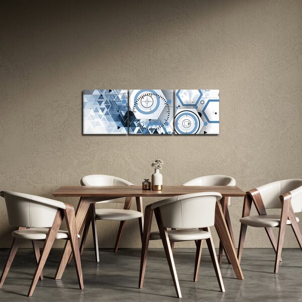 Obraz - Abstrakcja geometryczna (z zegarem) (90x30 cm)