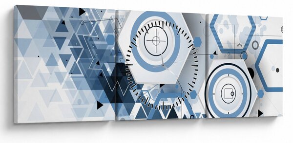 Obraz - Abstrakcja geometryczna (z zegarem) (90x30 cm)