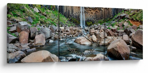 Obraz - Wodospad Svartifoss, Islandia (z zegarem) (90x30 cm)