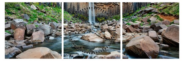 Obraz - Wodospad Svartifoss, Islandia (z zegarem) (90x30 cm)