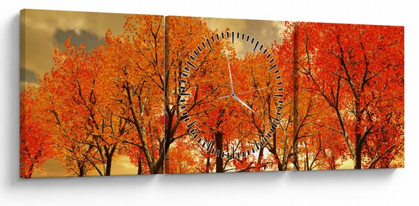 Obraz - Jesień (z zegarem) (90x30 cm)
