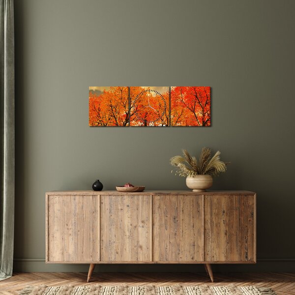 Obraz - Jesień (z zegarem) (90x30 cm)