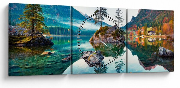 Obraz - Jezioro Hintersee, Alpy Bawarskie, Austria (z zegarem) (90x30 cm)