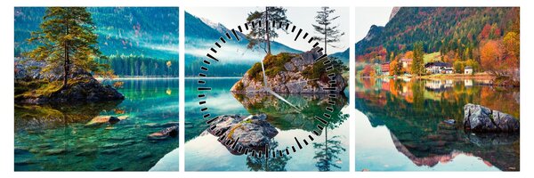 Obraz - Jezioro Hintersee, Alpy Bawarskie, Austria (z zegarem) (90x30 cm)