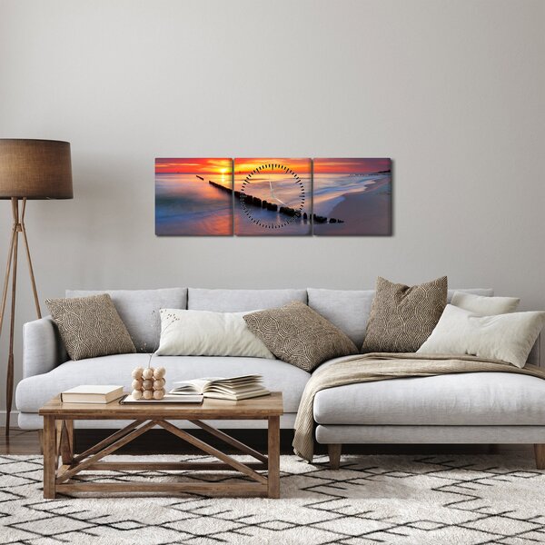 Obraz - Sunset, Baltic Sea, Poland (z zegarem) (90x30 cm)