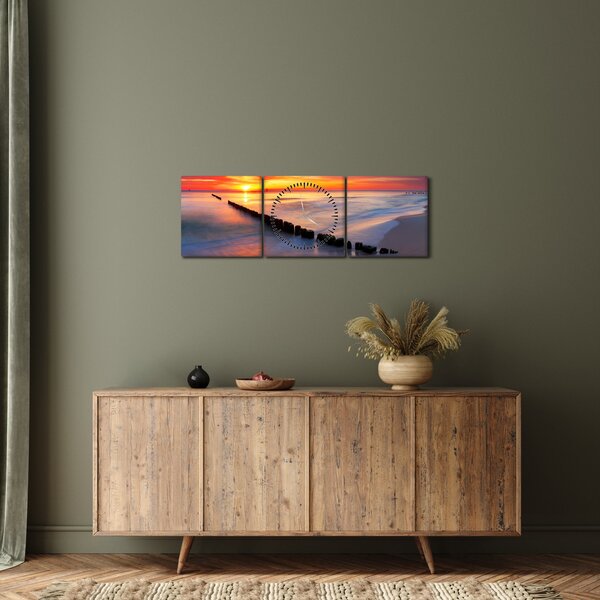 Obraz - Sunset, Baltic Sea, Poland (z zegarem) (90x30 cm)