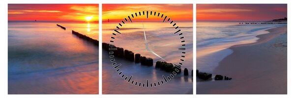 Obraz - Sunset, Baltic Sea, Poland (z zegarem) (90x30 cm)