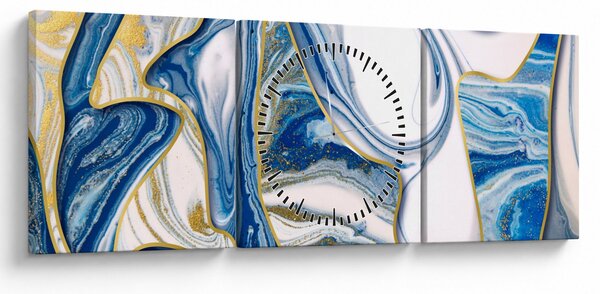 Obraz - Fale z marmuru (z zegarem) (90x30 cm)