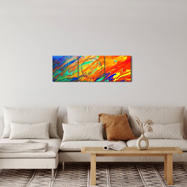 Obraz - Kolorowa abstrakcja (z zegarem) (90x30 cm)