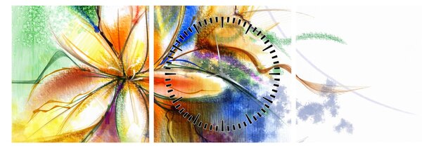 Obraz - Kwiat (z zegarem) (90x30 cm)