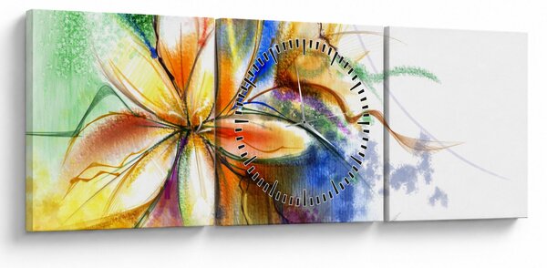 Obraz - Kwiat (z zegarem) (90x30 cm)