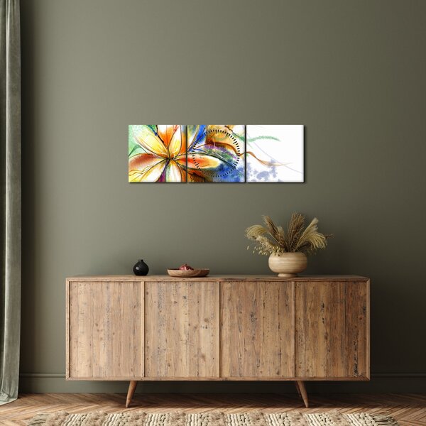 Obraz - Kwiat (z zegarem) (90x30 cm)