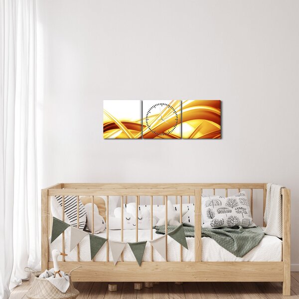 Obraz - Żółta abstrakcja (z zegarem) (90x30 cm)