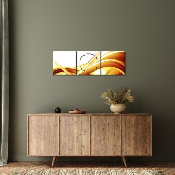 Obraz - Żółta abstrakcja (z zegarem) (90x30 cm)