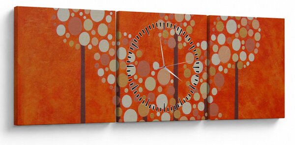 Obraz - Pomarańczowy las (z zegarem) (90x30 cm)