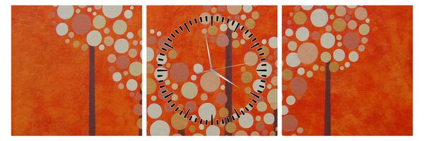 Obraz - Pomarańczowy las (z zegarem) (90x30 cm)