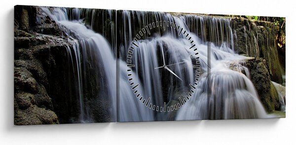 Obraz - Kaskady wodospadów (z zegarem) (90x30 cm)