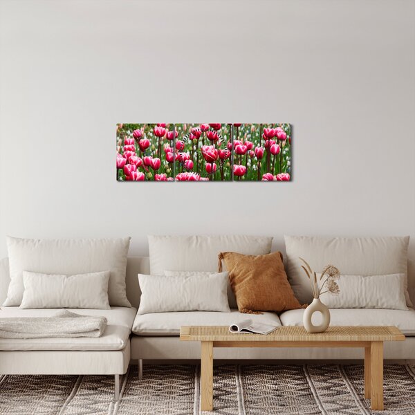 Obraz tulipanów (z zegarem) (90x30 cm)
