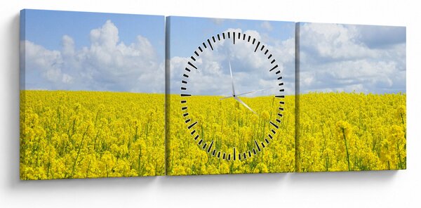 Obraz żółtego pola (z zegarem) (90x30 cm)