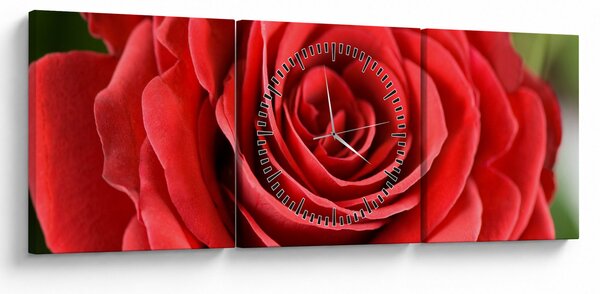 Obraz kwiatu róży (z zegarem) (90x30 cm)