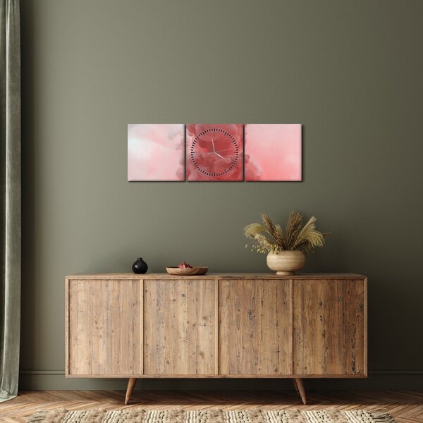 Obraz czerwonego dymu (z zegarem) (90x30 cm)