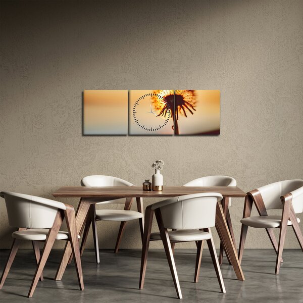 Obraz dmuchawca o zachodzie słońca (z zegarem) (90x30 cm)