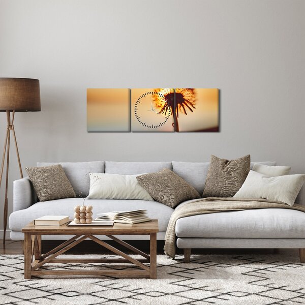 Obraz dmuchawca o zachodzie słońca (z zegarem) (90x30 cm)