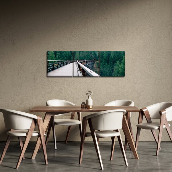 Obraz - Most do wierzchołków drzew (z zegarem) (90x30 cm)