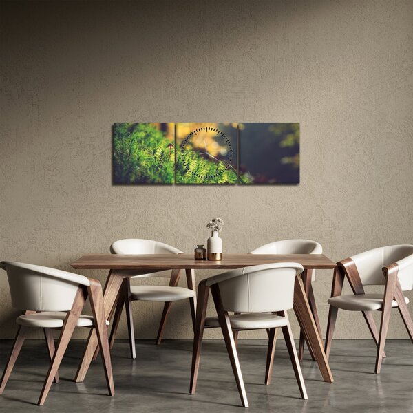 Obraz mchu z grzybem (z zegarem) (90x30 cm)