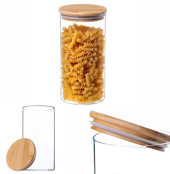 Pojemnik szklany Piney z bambusową pokrywą 1400ml