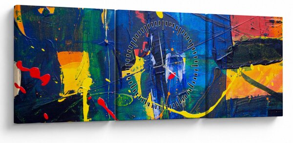 Obraz - Abstrakcja (z zegarem) (90x30 cm)