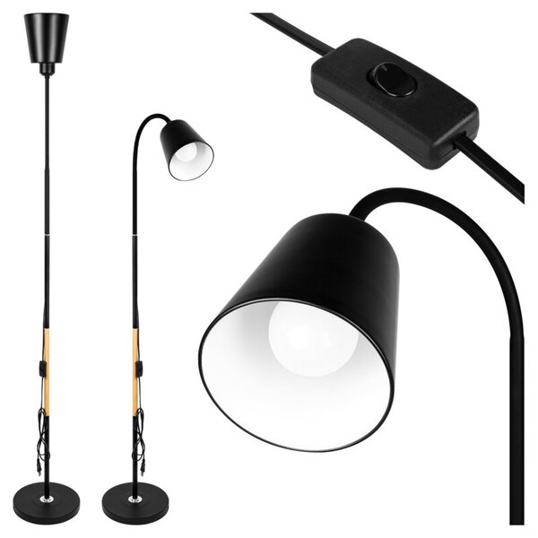 Lampa podłogowa MASTERLED Koko E27 LED 145cm regulowana stojąca czarna drewno