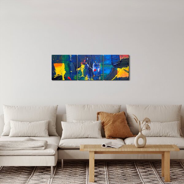 Obraz - Abstrakcja (z zegarem) (90x30 cm)