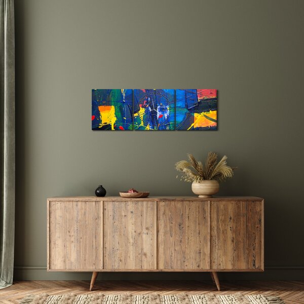 Obraz - Abstrakcja (z zegarem) (90x30 cm)