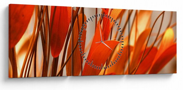 Obraz płatków kwiatów (z zegarem) (90x30 cm)