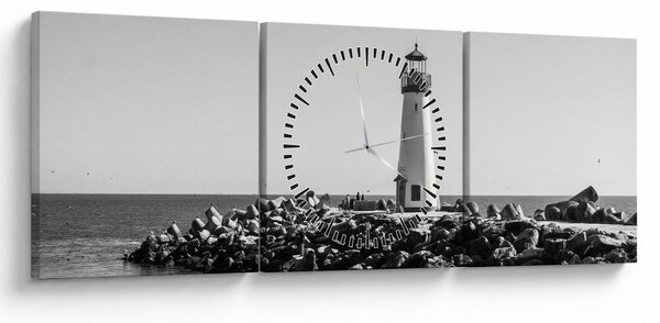 Obraz - Latarnia morska na wybrzeżu, Santa Cruz, Kalifornia (z zegarem) (90x30 cm)