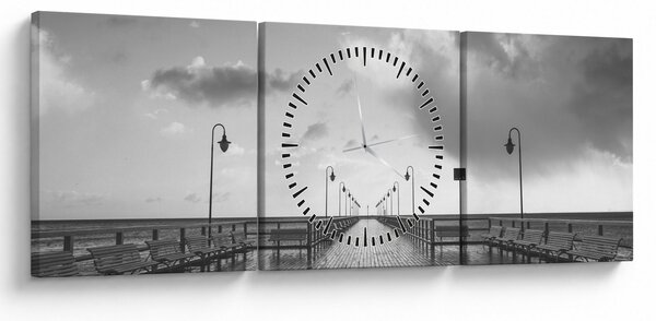 Obraz - Promenada nad wybrzeżem (z zegarem) (90x30 cm)