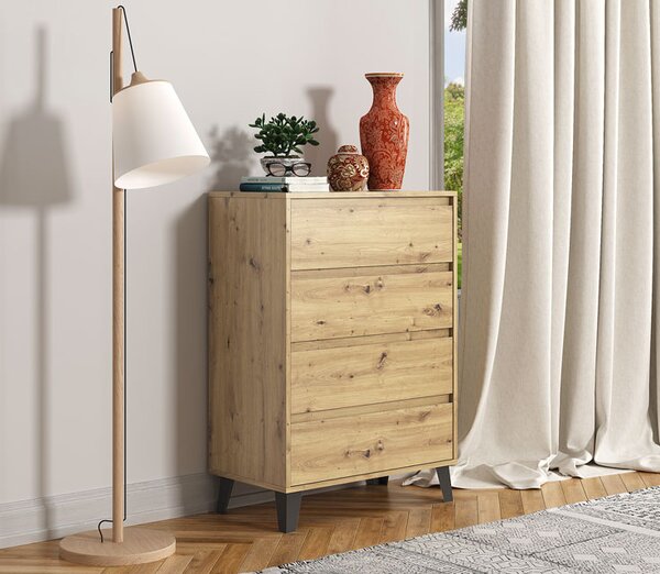 Komoda z 4 szufladami na nóżkach dąb artisan - Hallor 5X