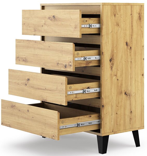 Komoda z 4 szufladami na nóżkach dąb artisan - Hallor 5X