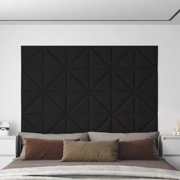 Panele ścienne, 12 szt., czarne, 30x30 cm, tkanina, 0,54 m²
