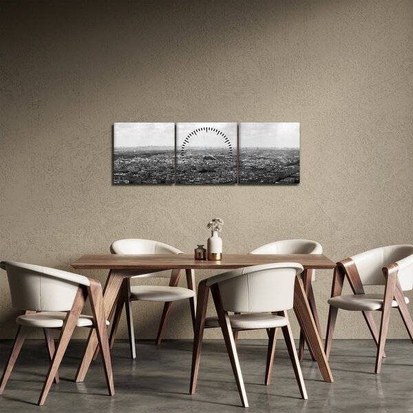 Obraz - Dachy domów w Paryżu (z zegarem) (90x30 cm)