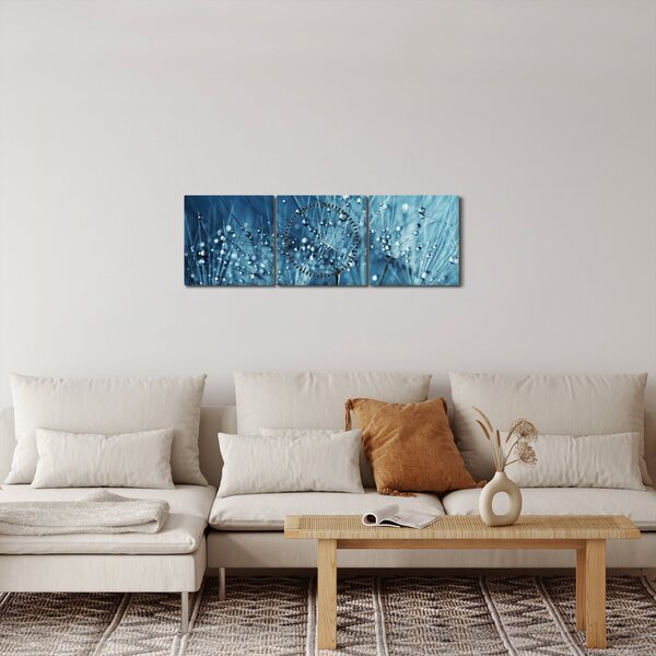 Obraz - Krople rosy (z zegarem) (90x30 cm)