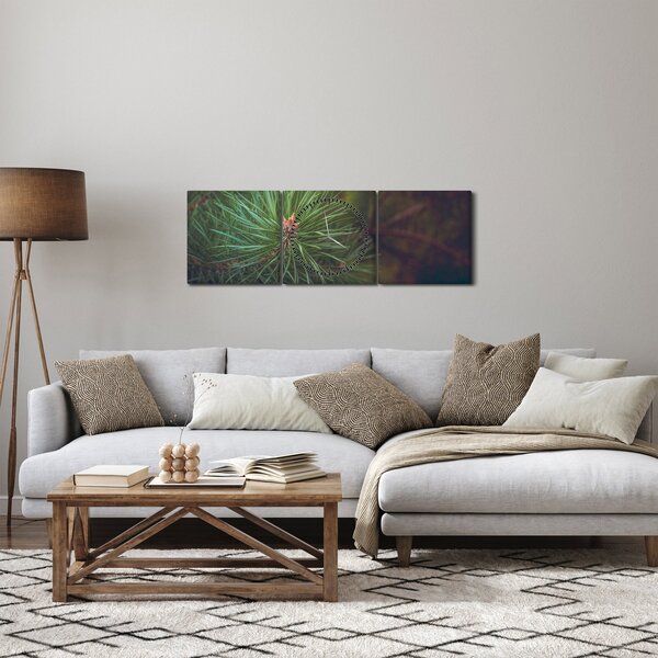 Obraz - Detal sosny (z zegarem) (90x30 cm)