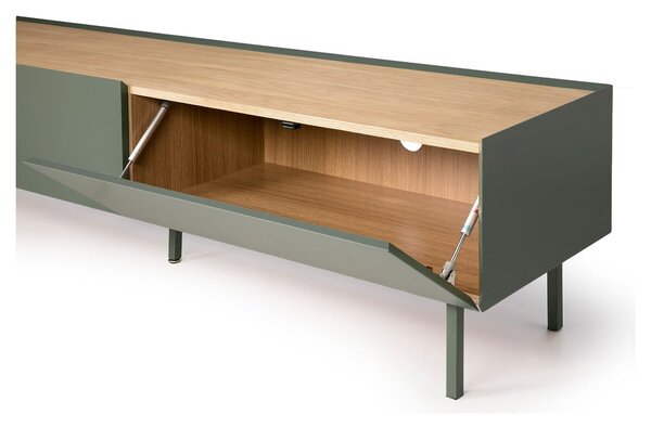 Zielono-naturalna szafka pod TV w dekorze dębu 180x45 cm Arista – Teulat