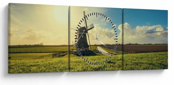 Obraz - Wiatrak (z zegarem) (90x30 cm)