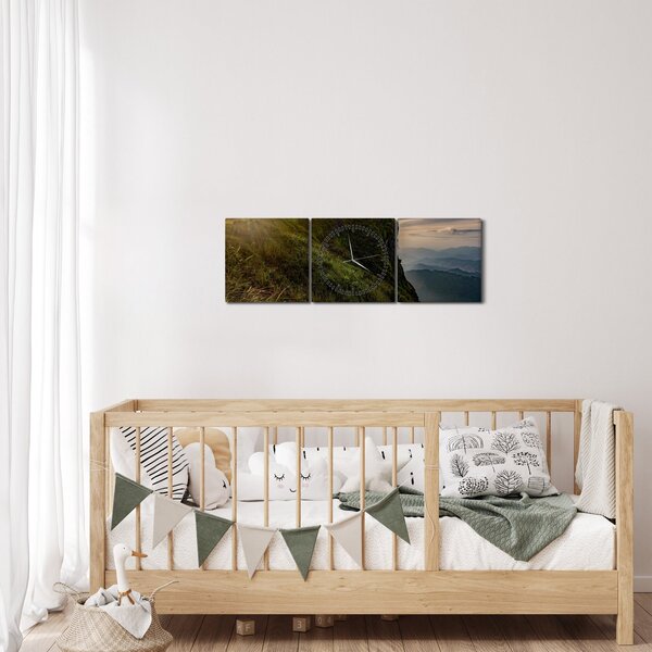 Obraz kobiet na klifie (z zegarem) (90x30 cm)