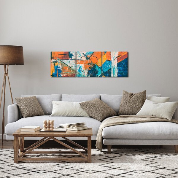 Obraz - Abstrakcja (z zegarem) (90x30 cm)