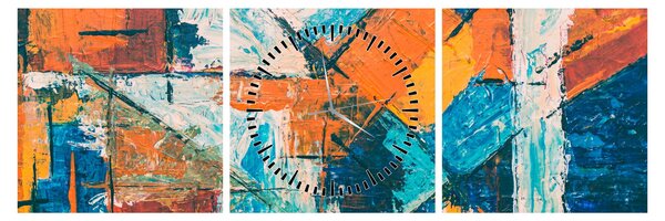 Obraz - Abstrakcja (z zegarem) (90x30 cm)
