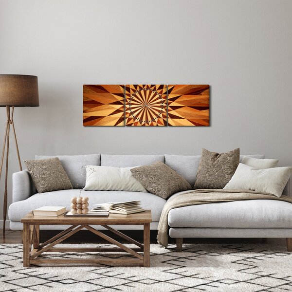 Obraz - Drewniany kolaż (z zegarem) (90x30 cm)