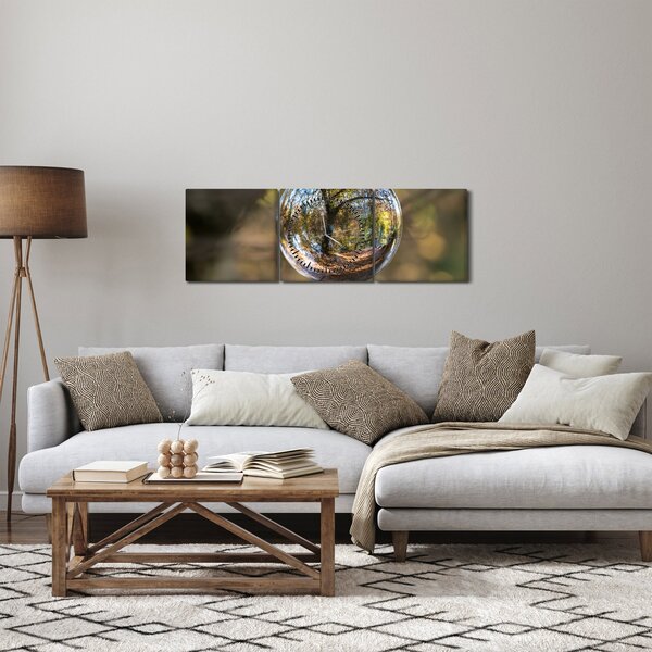 Obraz - Odbicie w szklanej kuli (z zegarem) (90x30 cm)